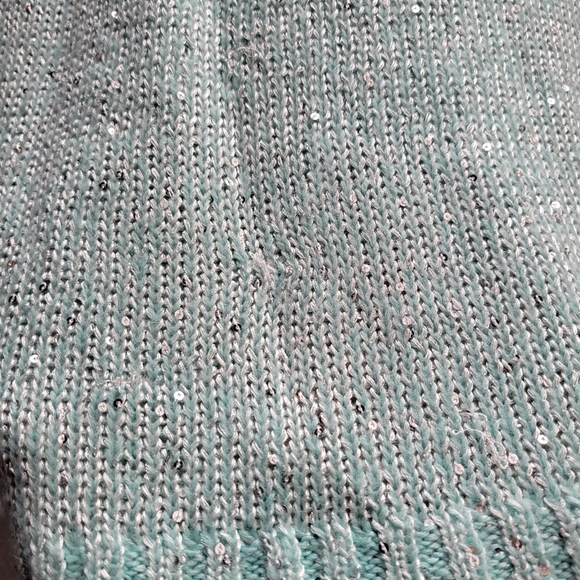 Shimmer metallic and sequin woven knit top sweater xl teal mint - Picture 6 of 8